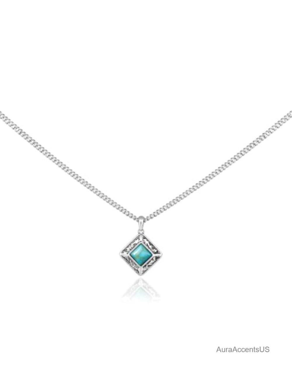 Turquoise Pendant Necklace 14K Gold Plated Western Silver Jewelry Gift